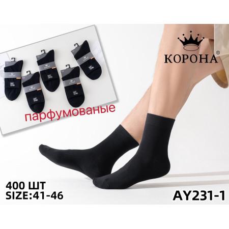 MS2758 Мужские черные высокие носки Корона хлопковые