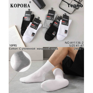 MS2957 Мужские высокие носки с махровой стопой Корона