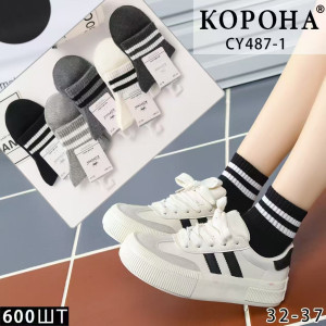 WS2696 Женские хлопковые носки Корона с полосками