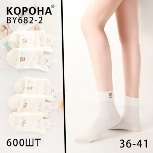 WS2733 Женские белые высокие носки Корона