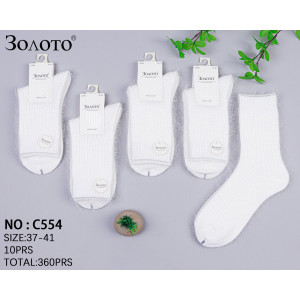 WS2809 Женские белые шерстяные носки Золото