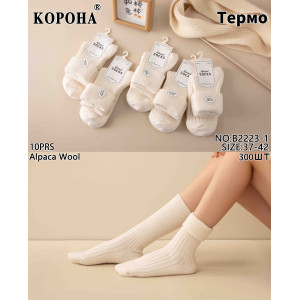 WS2896 Женские шерстяные носки с отворотом Корона