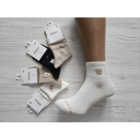 WS3041 Женские хлопковые носки Корона с принтами